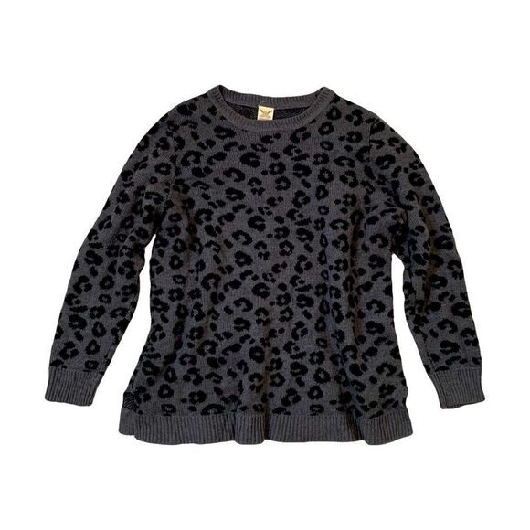 Faded Glory grey & black leopard print sweater - Picture 1 of 9